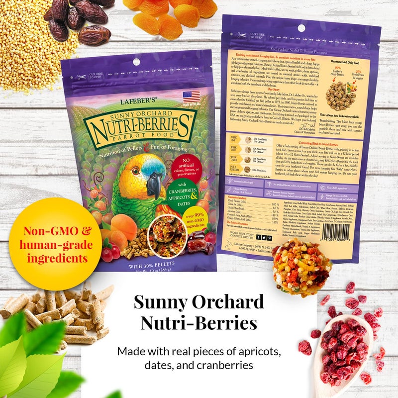 LAFEBER'S Gourmet Nutri-Berries Pet Bird Food Variety Sampler Bundles, Made with Non-GMO and Human-Grade Ingredients, for Parrots, 10 oz. Each (4 Pk Bundle) - Image 3